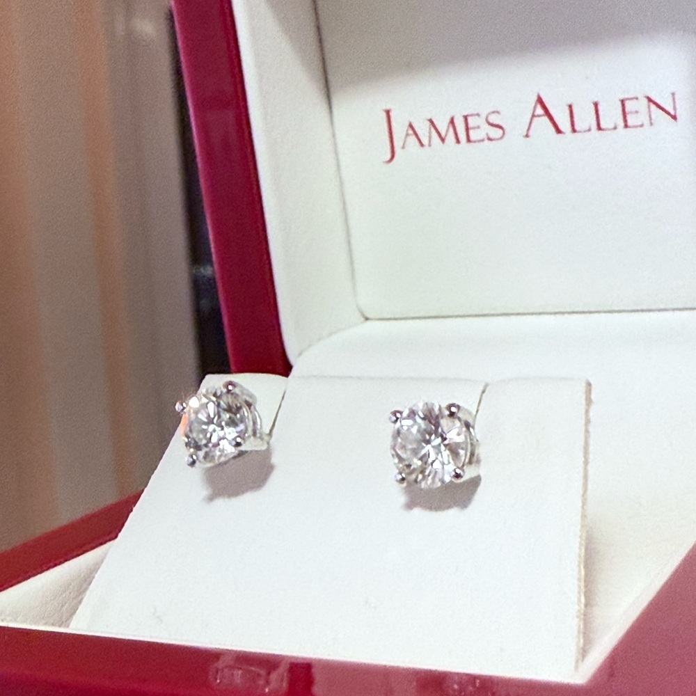 Silver Lab Diamond Stud Earrings Timeless Design 1.5 CTW
